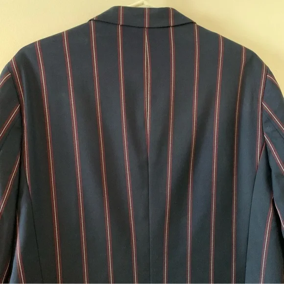 Frank and Oak Blazer Navy Blue Pinstripe Jacket Sz 40 - Picture 7 of 9